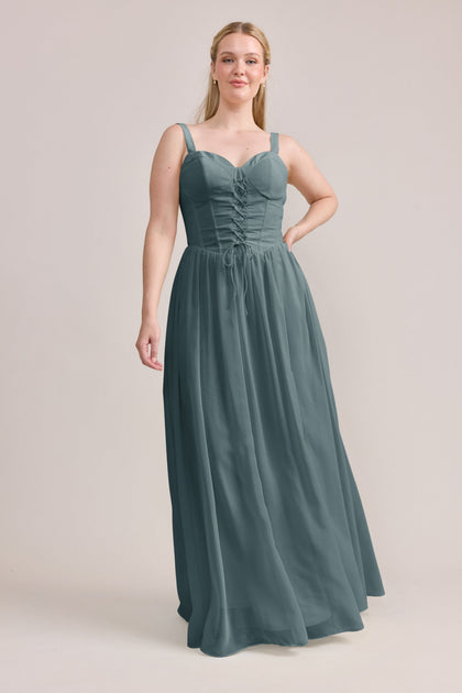 Alena Chiffon Dress | Made To Order | Eucalyptus