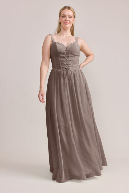 Alena Chiffon Dress | Made To Order | Latte