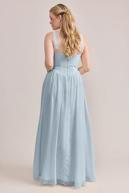 Alena Chiffon Dress | Made To Order | Light Blue