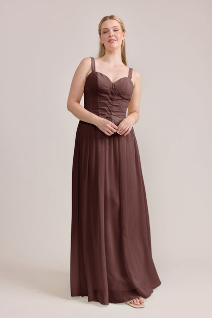 Alena Chiffon Dress | Made To Order | Mahogany