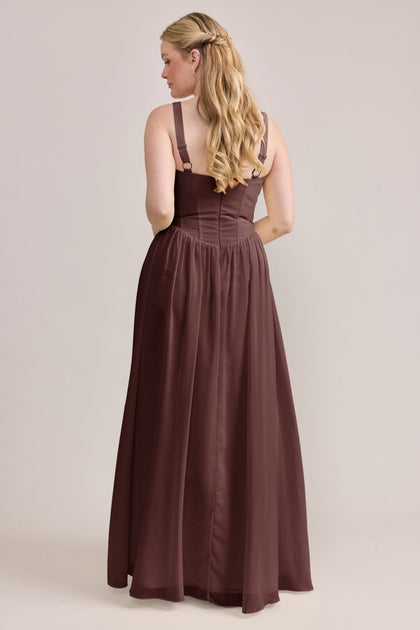 Alena Chiffon Dress | Made To Order | Mahogany