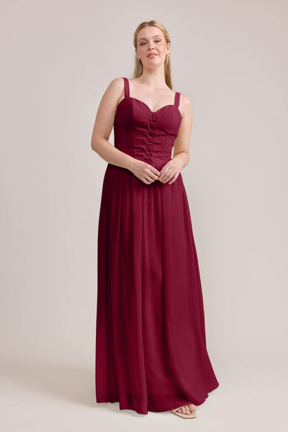 Alena Chiffon Dress | Made To Order | Marsala