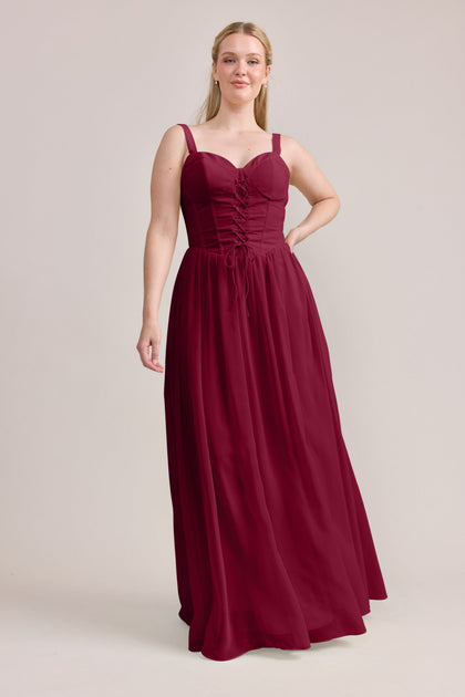 Alena Chiffon Dress | Made To Order | Marsala