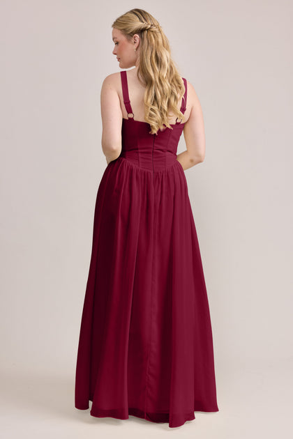 Alena Chiffon Dress | Made To Order | Marsala