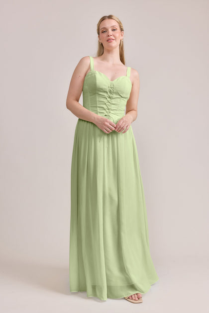 Alena Chiffon Dress | Made To Order | Matcha