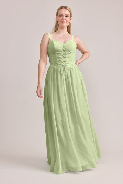 Alena Chiffon Dress | Made To Order | Matcha