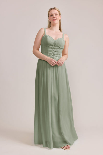 Alena Chiffon Dress | Made To Order | Moss