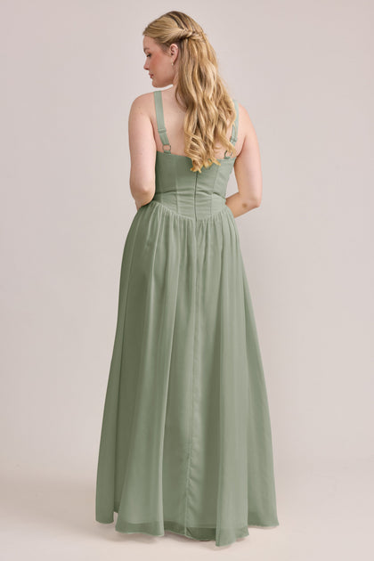 Alena Chiffon Dress | Made To Order | Moss