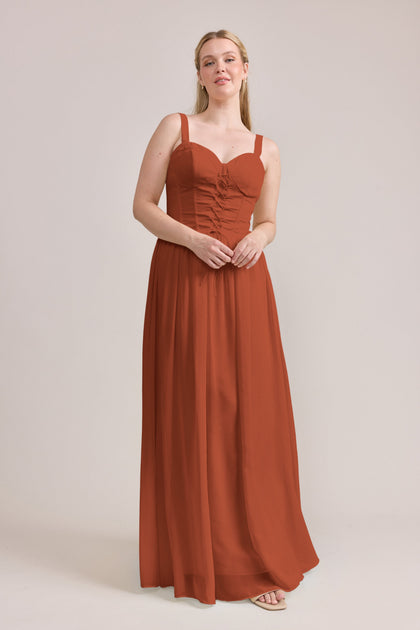 Alena Chiffon Dress | Made To Order | Rust Orange