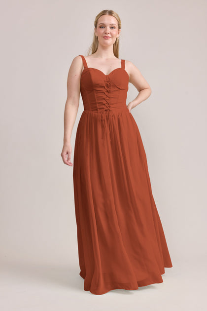 Alena Chiffon Dress | Made To Order | Rust Orange