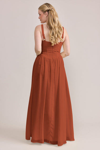 Alena Chiffon Dress | Made To Order | Rust Orange