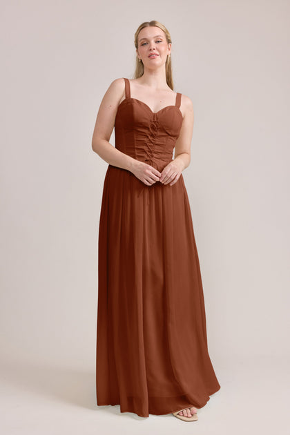Alena Chiffon Dress | Made To Order | Rust