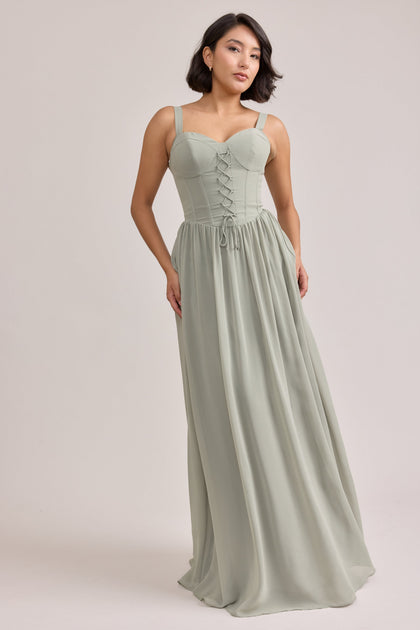 Alena Chiffon Dress | Made To Order | Silver Sage