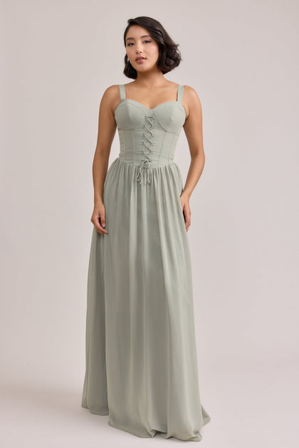 Alena Chiffon Dress | Made To Order | Silver Sage
