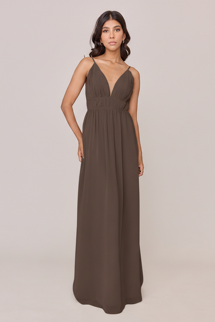 Alma Chiffon Dress | Made To Order | Espresso