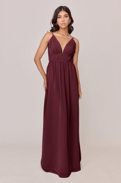 Alma Chiffon Dress | Made To Order | Cabernet