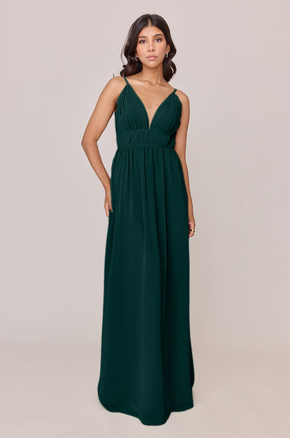 Alma Chiffon Dress | Made To Order | Classic Emerald