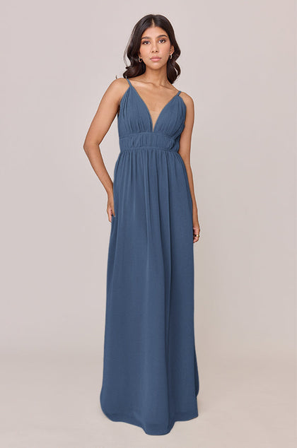 Alma Chiffon Dress | Made To Order | Dusty Blue