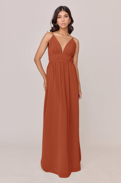 Alma Chiffon Dress | Made To Order | Rust