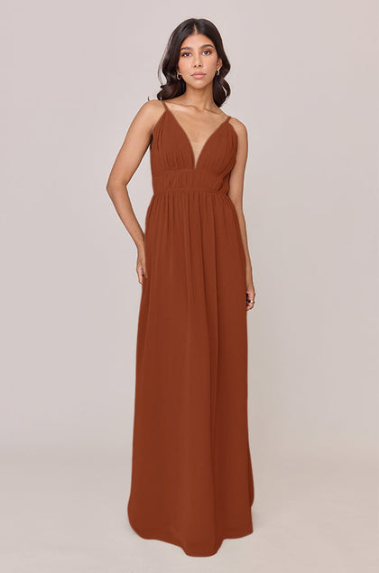 Alma Chiffon Dress | Made To Order | Rust