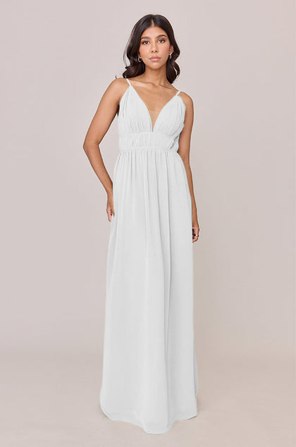 Alma Chiffon Dress | Made To Order | White Pearl