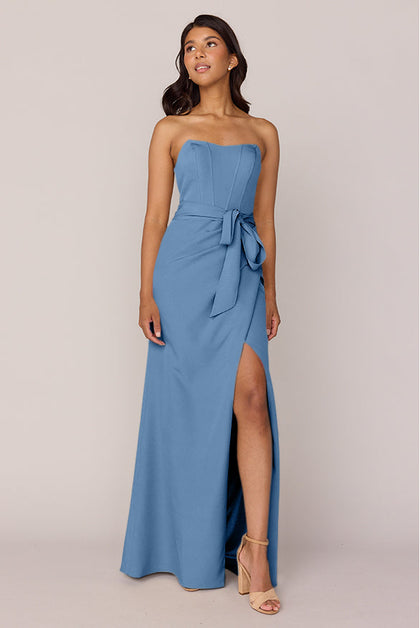 Amara Crepe Dress | Made To Order | Dusty Blue