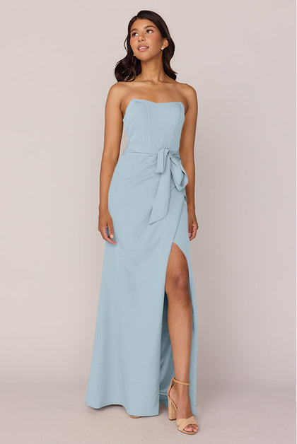 Amara Crepe Dress | Made To Order | Light Blue