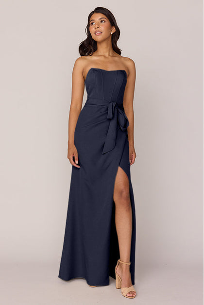 Amara Crepe Dress | Made To Order | Navy Blue