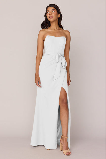 Amara Crepe Dress | Made To Order | White Pearl