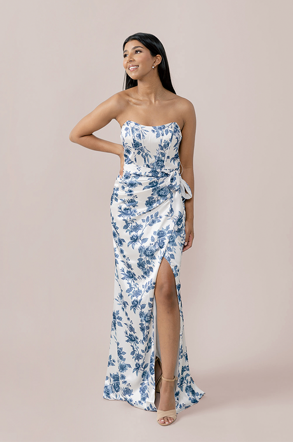 Floral Satin Long Gown – Affluent Choices