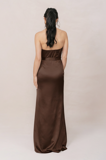 Amara Satin Dress | Made To Order | Espresso