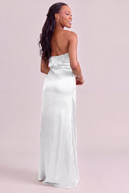 Amara Satin Dress | White Pearl