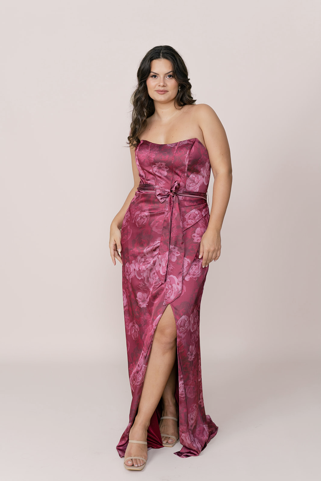 Amara Satin Floral Print Dress