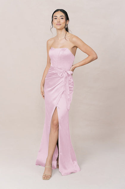 Amara Satin Dress | Made To Order | Baby Pink