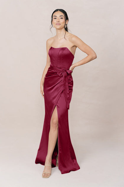 Amara Satin Dress | Made To Order | Berry