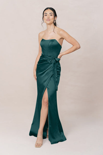 Amara Satin Dress | Made To Order | Classic Emerald