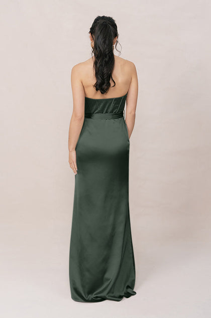 Amara Satin Dress | Made To Order | Deep Olive