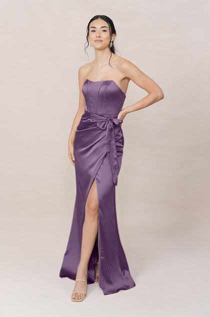 Amara Satin Dress | Made To Order | Dusty Plum