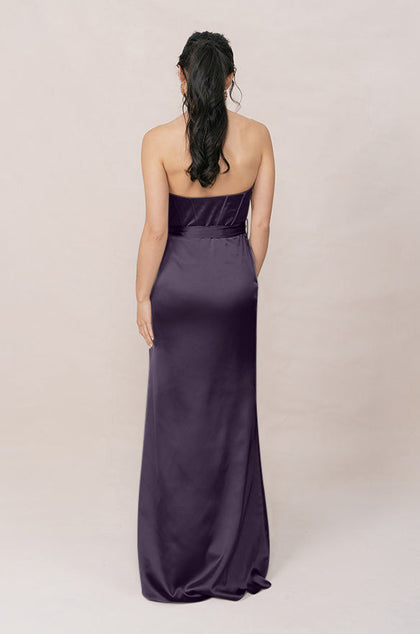 Amara Satin Dress | Made To Order | Eggplant