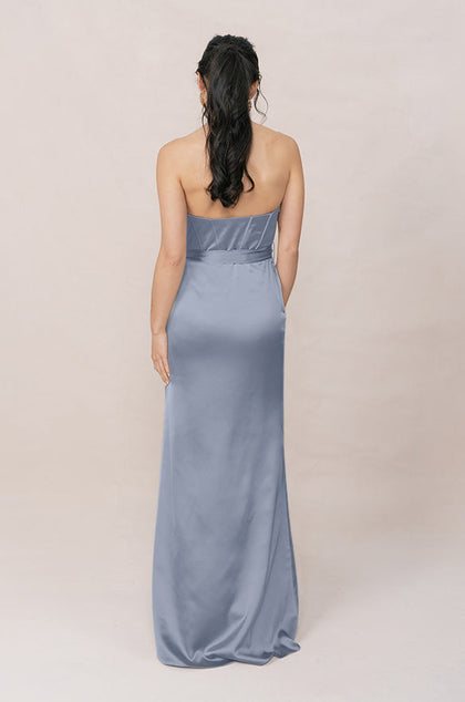 Amara Satin Dress | Made To Order | French Blue