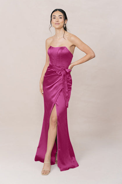 Amara Satin Dress | Made To Order | Fuchsia