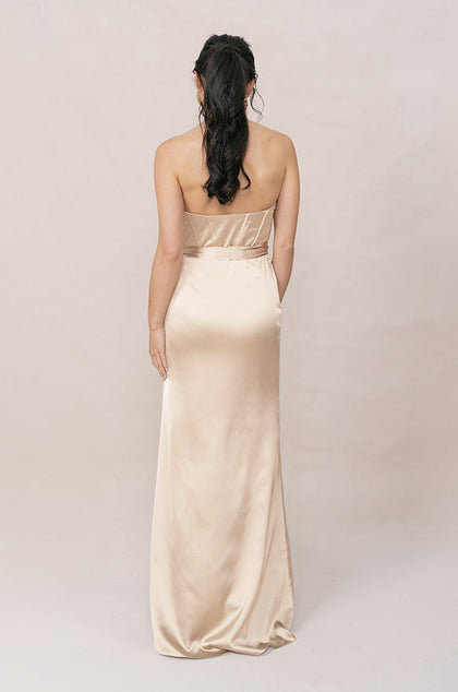 Amara Satin Dress | Made To Order | Gold Champagne