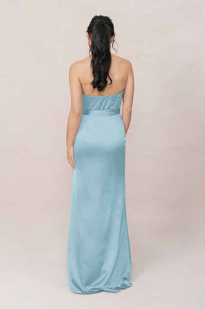 Amara Satin Dress | Made To Order | Light Blue
