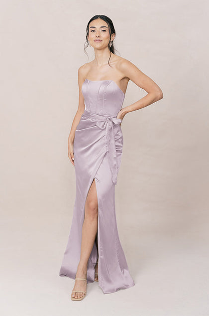 Amara Satin Dress | Made To Order | Lilac