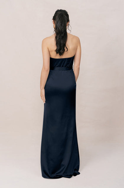 Amara Satin Dress | Made To Order | Navy Blue