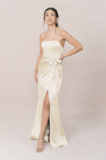 Amara Satin Dress | Made To Order | Yellow