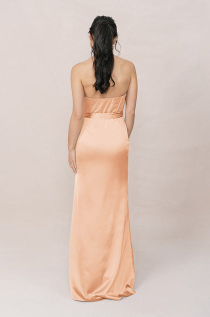 Amara Satin Dress | Made To Order | Peach