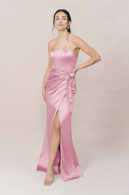 Amara Satin Dress | Made To Order | Perfect Pink