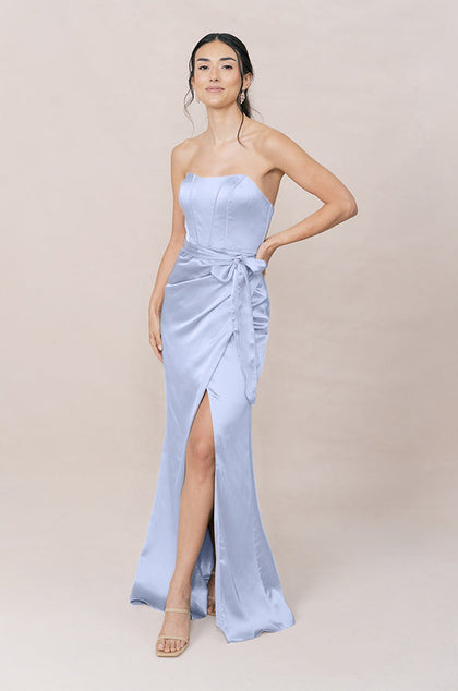 Amara Satin Dress | Made To Order | Periwinkle