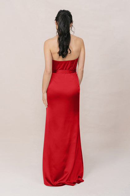 Amara Satin Dress | Made To Order | Poppy Red